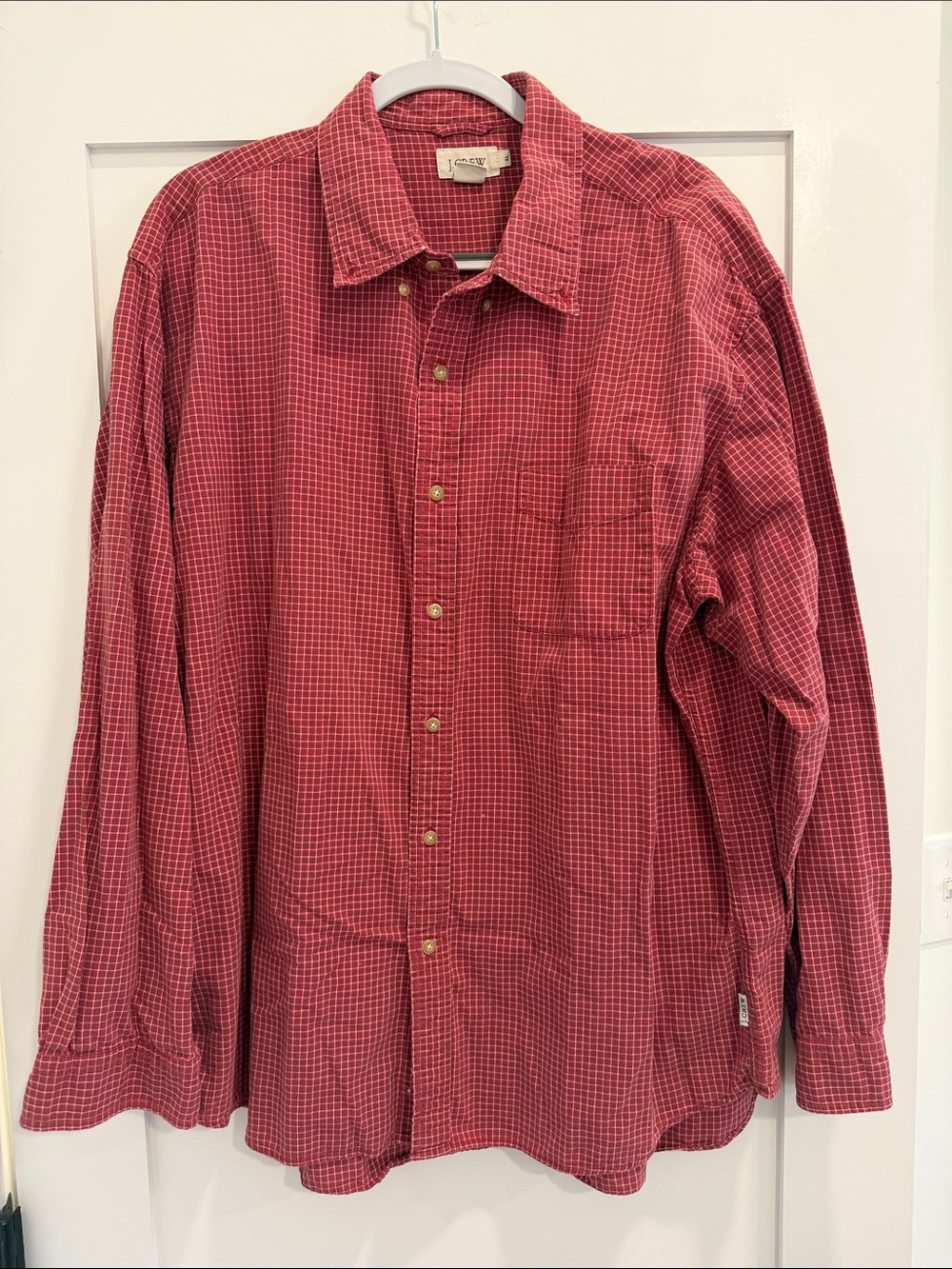 J.Crew 100% Cotton Red Plaid Button-Down Shirt — Men’s XL
